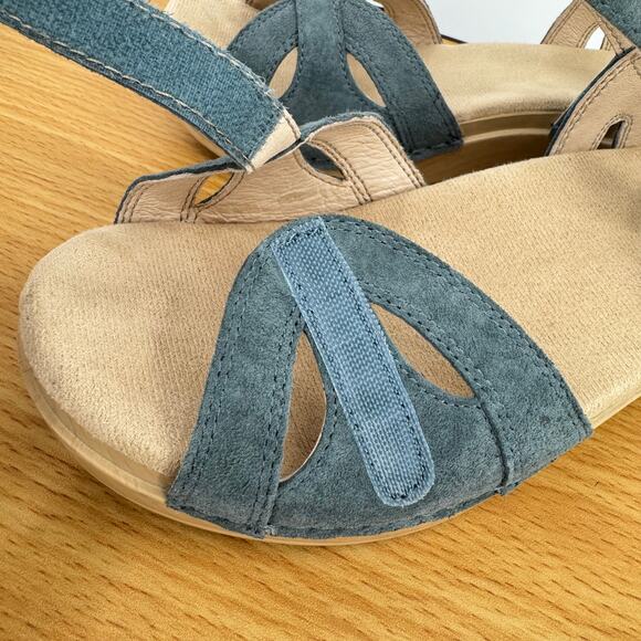 Dansko Season sandals womens 38 denim suede ankle strap heel hook and loop blue - Picture 8 of 11